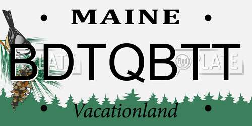 BDTQBTT Maine License Plate