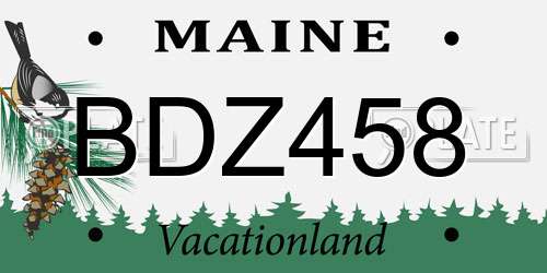 BDZ458 Maine License Plate
