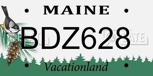 BDZ628 Maine License Plate