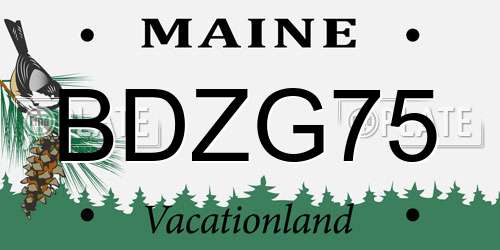 BDZG75 Maine License Plate
