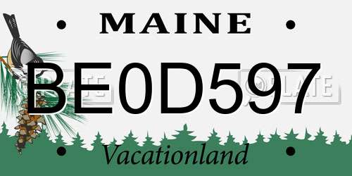 BE0D597 Maine License Plate