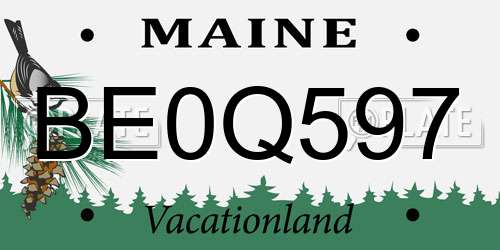 BE0Q597 Maine License Plate