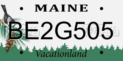BE2G505 Maine License Plate
