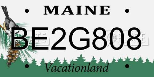 BE2G808 Maine License Plate