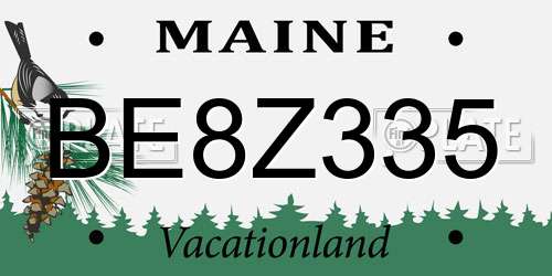 BE8Z335 Maine License Plate