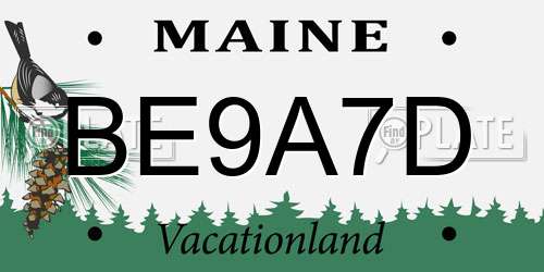 BE9A7D Maine License Plate