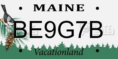 BE9G7B Maine License Plate