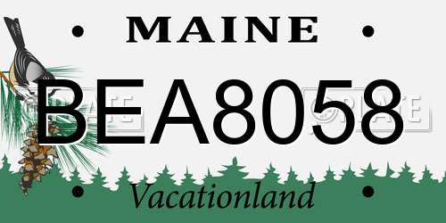 BEA8058 Maine License Plate