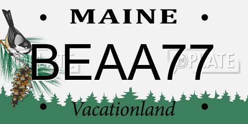 BEAA77 Maine License Plate