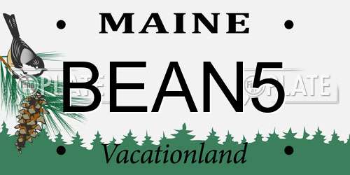 BEAN5 Maine License Plate