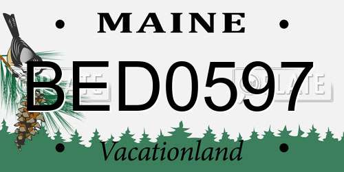 BED0597 Maine License Plate