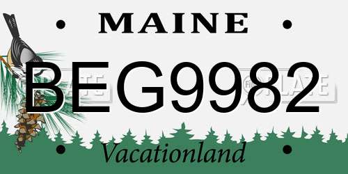 BEG9982 Maine License Plate