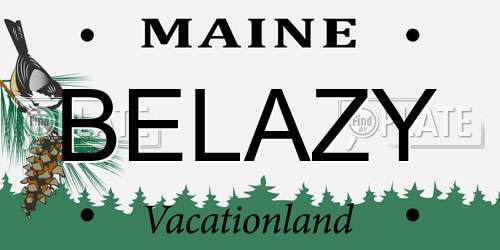 BELAZY Maine License Plate