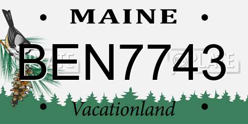 BEN7743 Maine License Plate