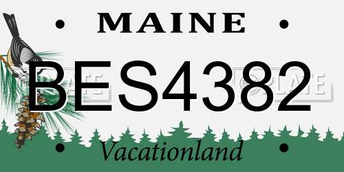BES4382 Maine License Plate