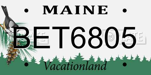 BET6805 Maine License Plate