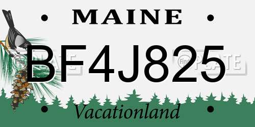 BF4J825 Maine License Plate
