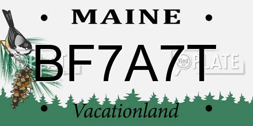 BF7A7T Maine License Plate