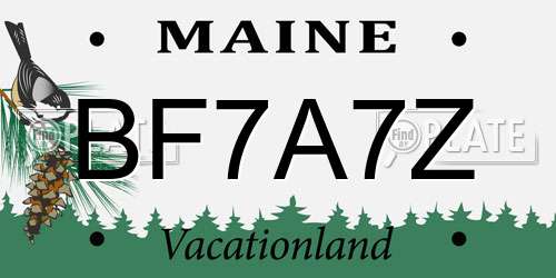 BF7A7Z Maine License Plate
