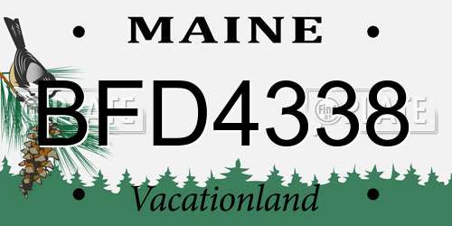 BFD4338 Maine License Plate