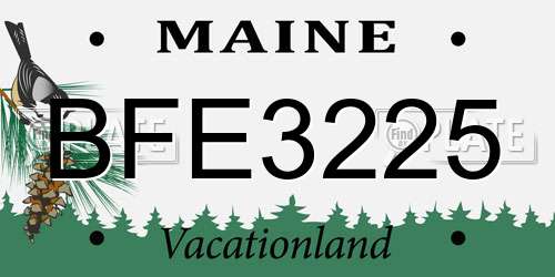 BFE3225 Maine License Plate