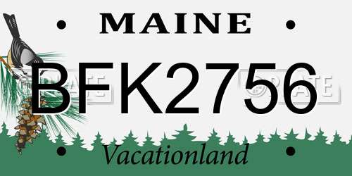 BFK2756 Maine License Plate