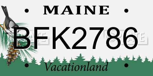 BFK2786 Maine License Plate