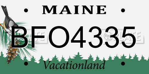 BFO4335 Maine License Plate