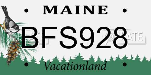 BFS928 Maine License Plate