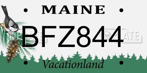 BFZ844 Maine License Plate