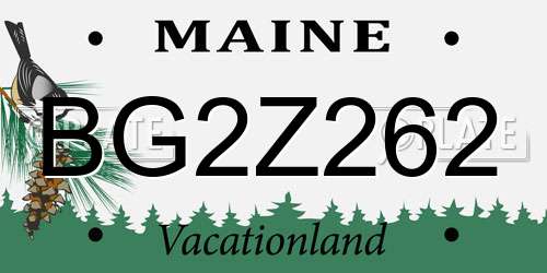 BG2Z262 Maine License Plate