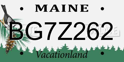 BG7Z262 Maine License Plate