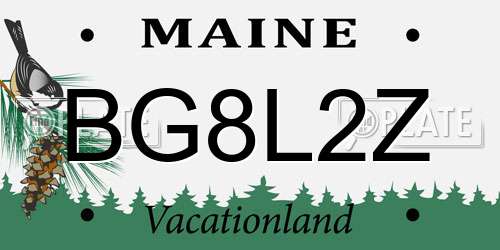BG8L2Z Maine License Plate