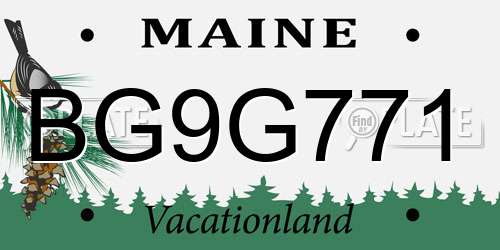 BG9G771 Maine License Plate