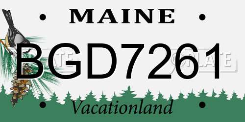 BGD7261 Maine License Plate