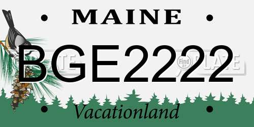 BGE2222 Maine License Plate