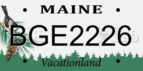 BGE2226 Maine License Plate