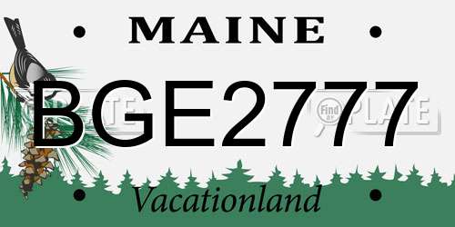 BGE2777 Maine License Plate