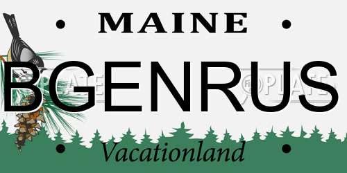 BGENRUS Maine License Plate