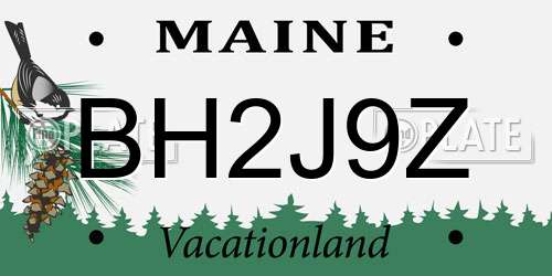 BH2J9Z Maine License Plate