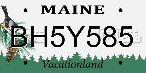 BH5Y585 Maine License Plate