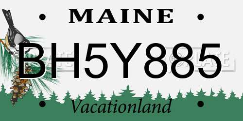 BH5Y885 Maine License Plate