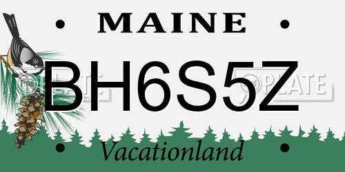 BH6S5Z Maine License Plate