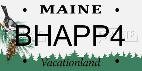 BHAPP4 Maine License Plate