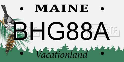 BHG88A Maine License Plate