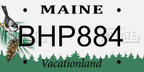 BHP884 Maine License Plate