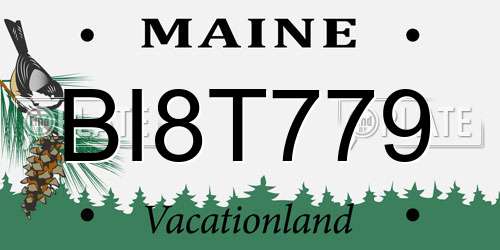 BI8T779 Maine License Plate