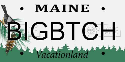 BIGBTCH Maine License Plate