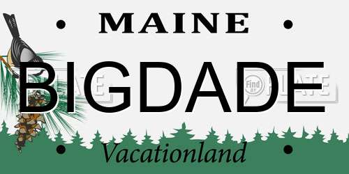 BIGDADE Maine License Plate