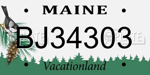 BJ34303 Maine License Plate